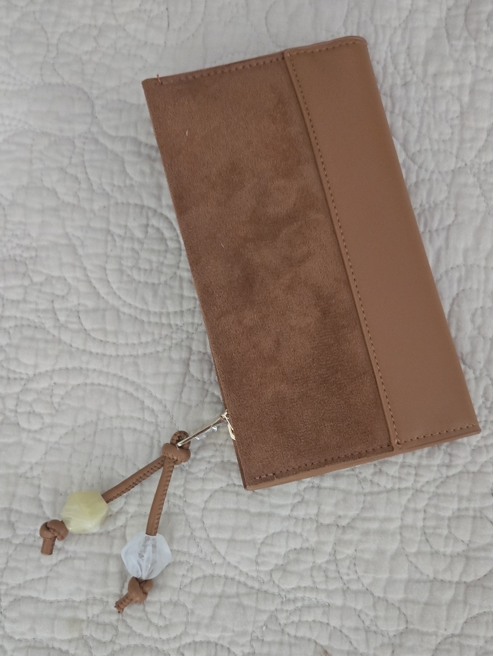 Steve Madden Women’s Tan Suede & Leather Fold Wallet - Stylish Wristlet